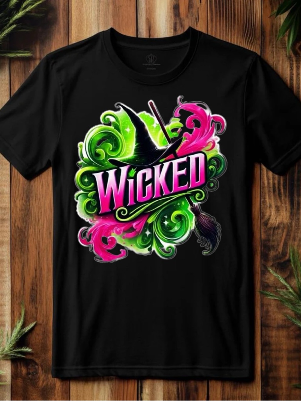 Wicked Graphic Tee - Black with Neon Green & Hot Pink Design